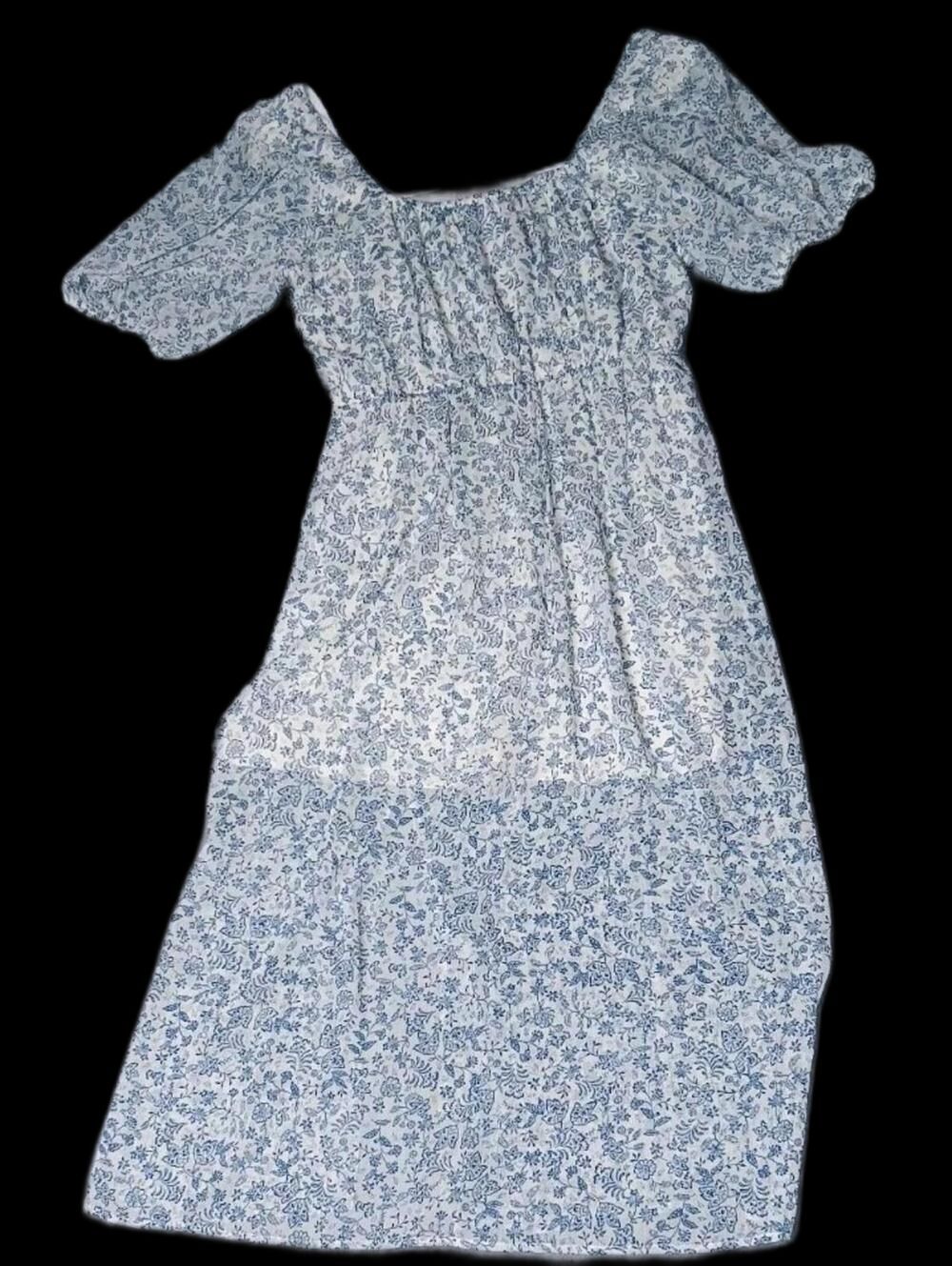 NWT! Sienna Sky Babydoll Milkmaid Dress Womens Size Mesium White And Blue Floral - Picture 8 of 14